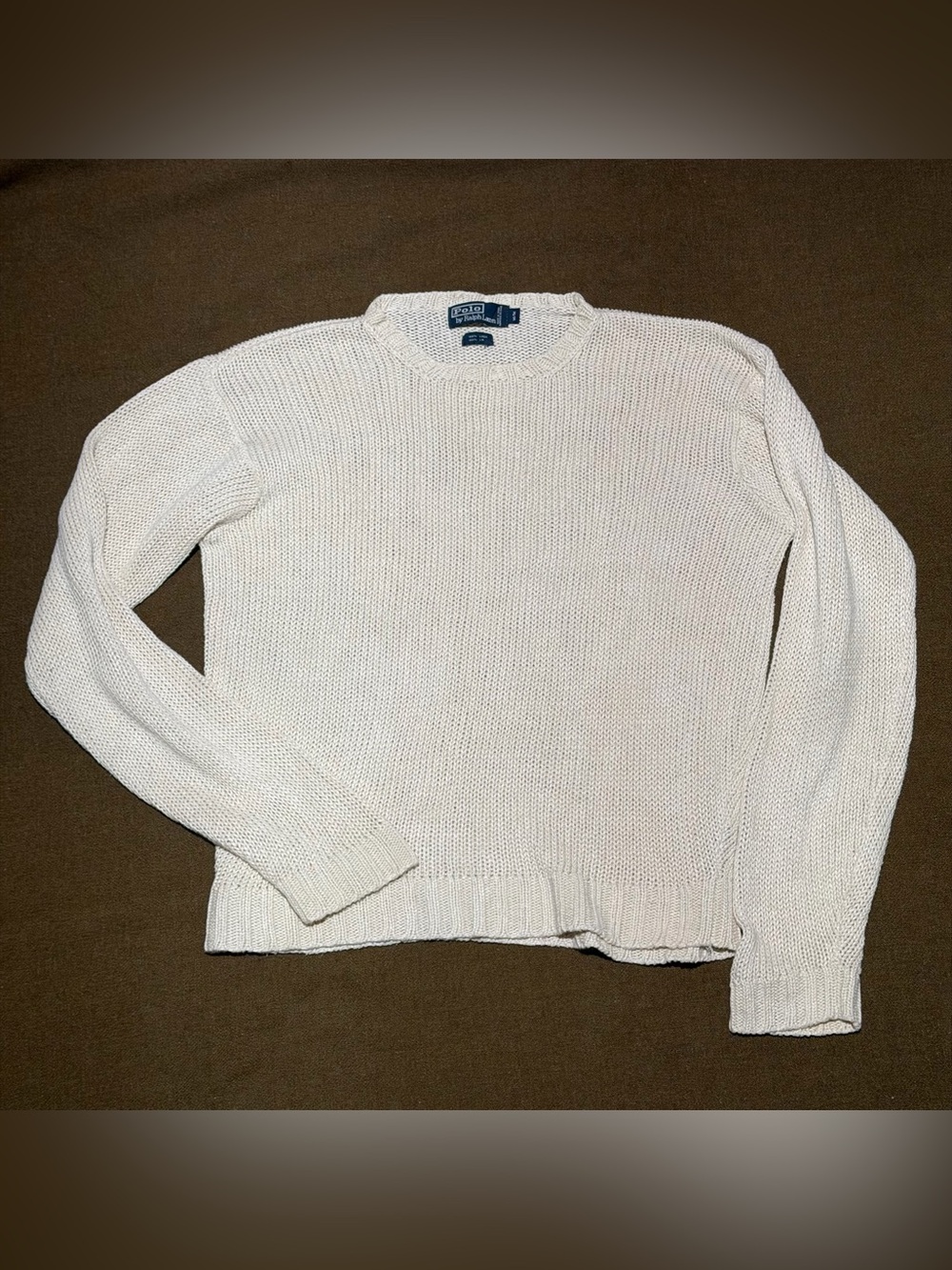 Vintage 1990s Polo Ralph Lauren 100% Linen Chunky Knit Sweater – Cream – M